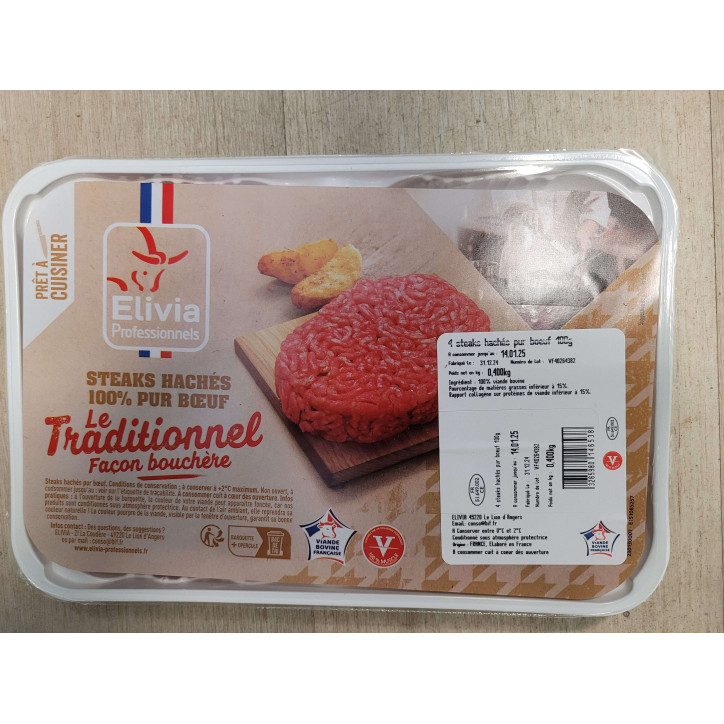 4 STEAKS HACHES PUR BOEUF 400G
