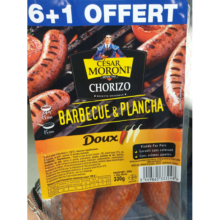 CHORIZO DOUX A GRILLER 330G