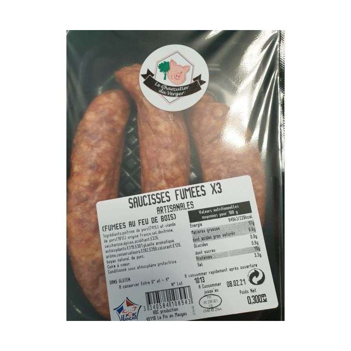 SAUCISSES FUMEES X3 300G