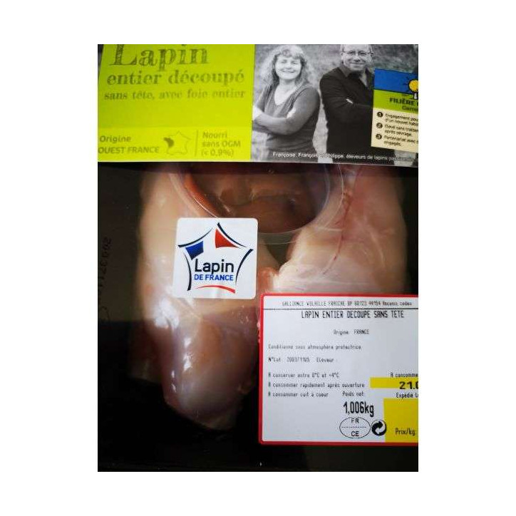 LAPIN ENTIER DECOUPÉ 1KG ENV