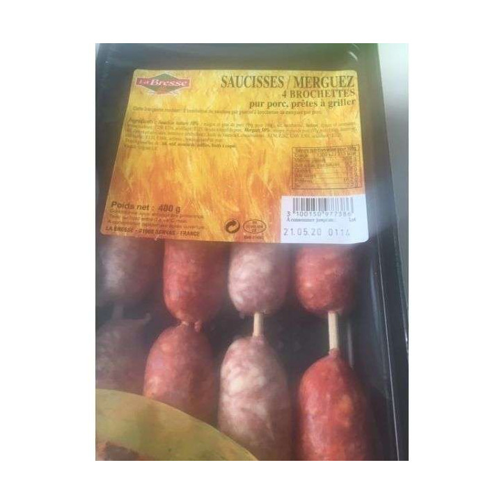 BROCHETTE SAUCISSE MERGUEZ 400 GR