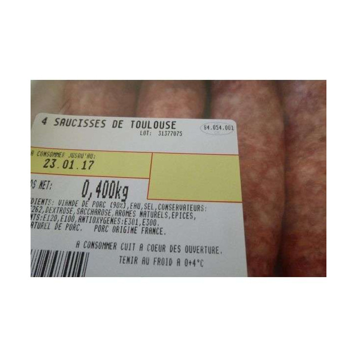 SAUCISSE TOULOUSE 400 GR