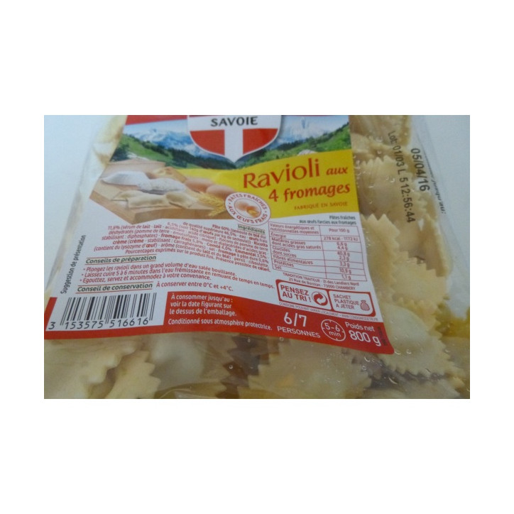 RAVIOLI AUX 4 FROMAGES 800 GR