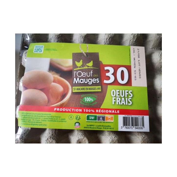 30 OEUFS FRAIS MAUGES