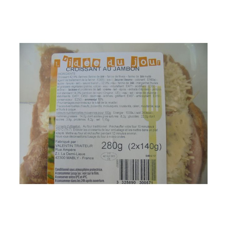 CROISSANT AU JAMBON 280 GRS 