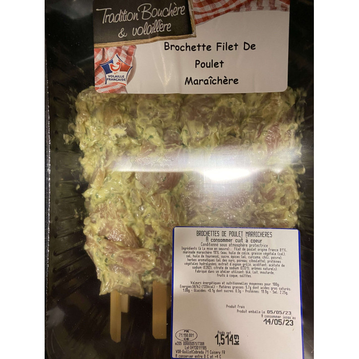 BROCHETTES DE POULET MARAICHERE 1.5KG ENV