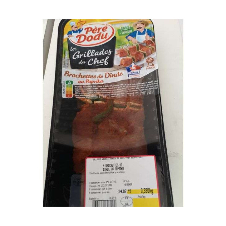 BROCHETTES DE DINDE PAPRIKA P.DODU 380GRS