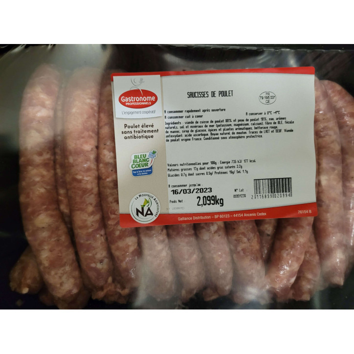 SAUCISSE DE POULET 2.5KG ENV