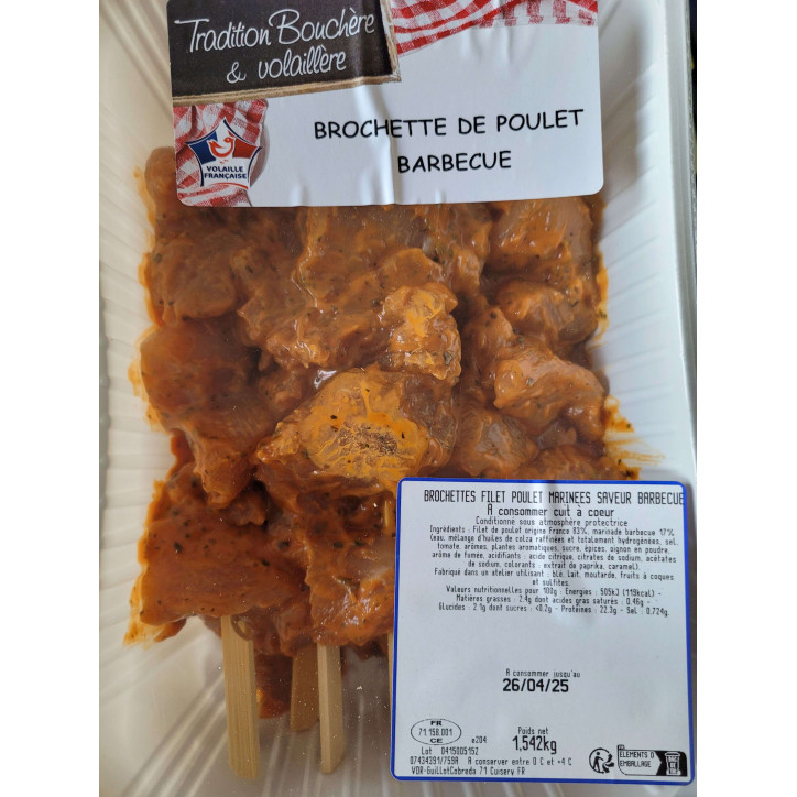 BROCHETTE POULET BARBECUE 1.5KG ENV
