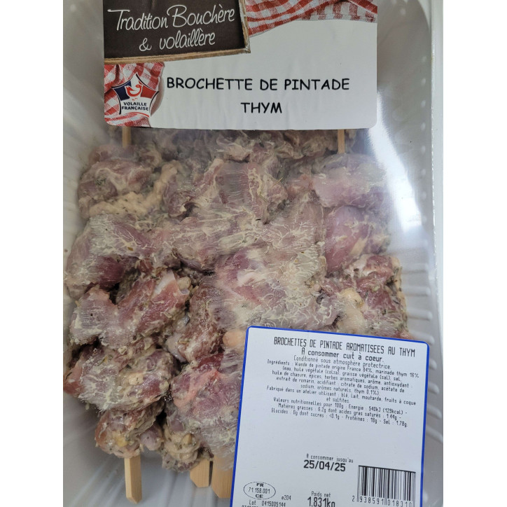 BROCHETTES PINTADE THYM 1.5KG ENV