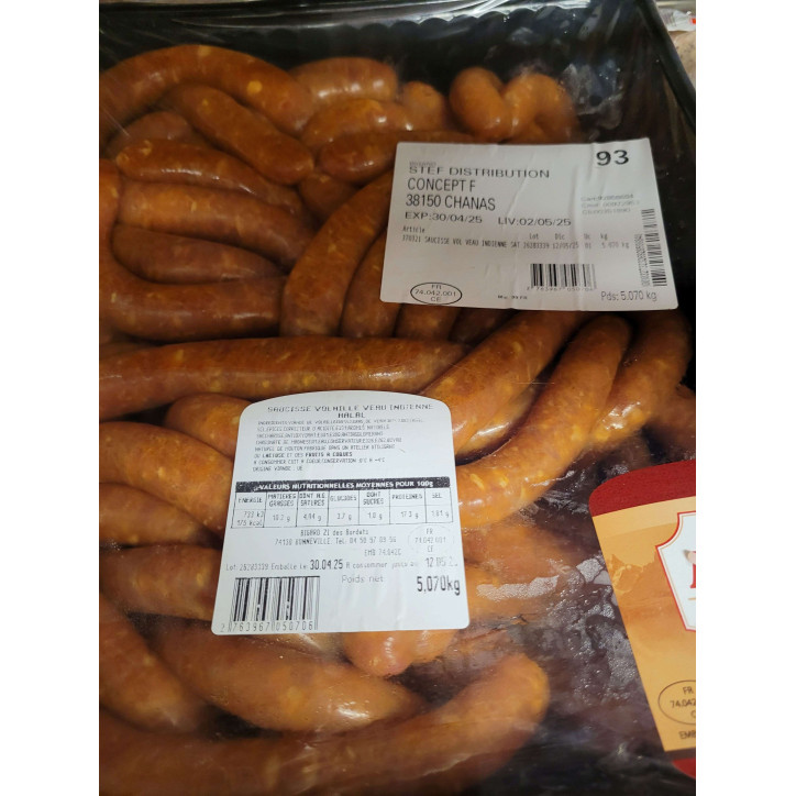 SAUCISSES VOLAILLE VEAU INDIENNE 5KG ENV