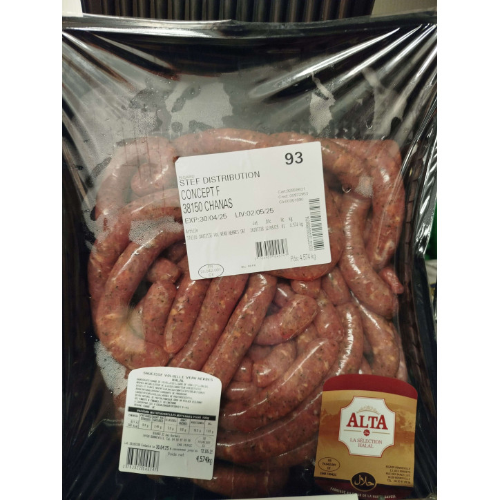 SAUCISSES HALAL HERBES 5KG ENV