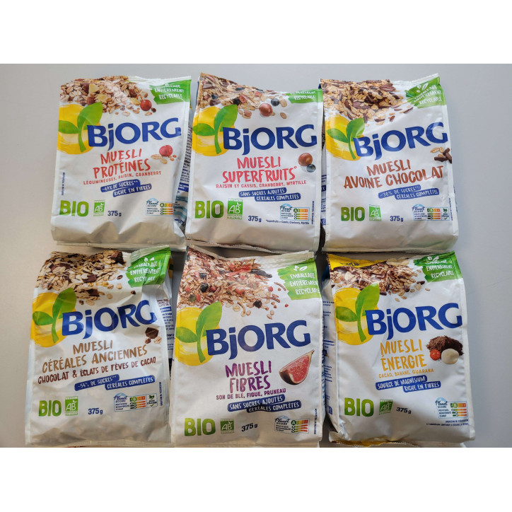BJORG MUESLI BIO 375G REFS AU CHOIX