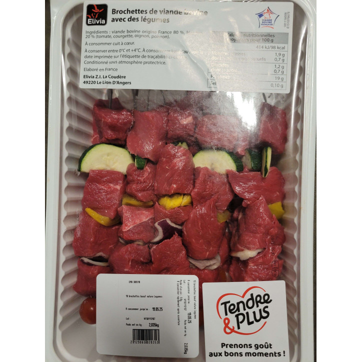BROCHETTES BOEUF NATURE 2KG ENV