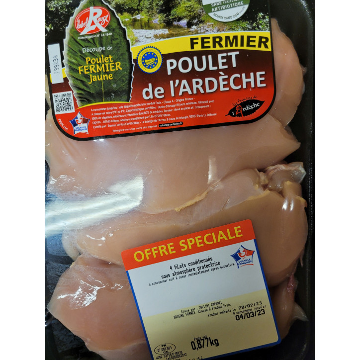 4 FILET POULET ARDECHE 1KG ENV