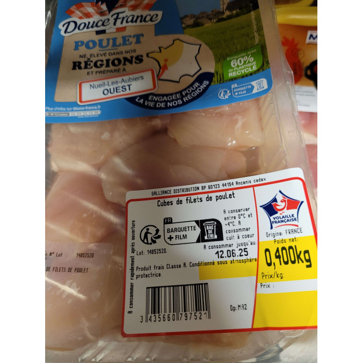 CUBES FILET POULET 400G