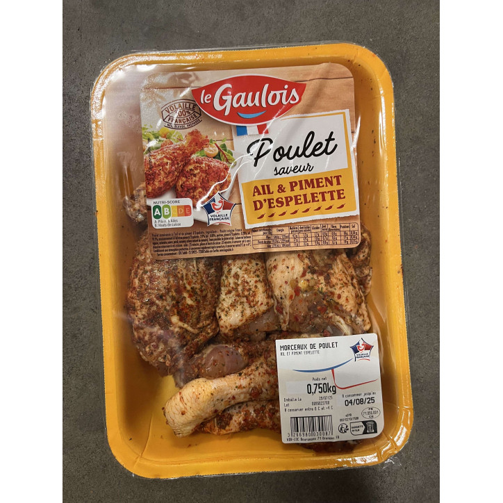 MORCEAUX POULET AIL PIMENT 750GR