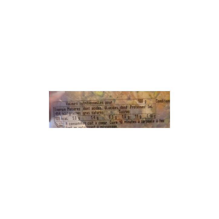 BURGER POULET LEGUMES 180G