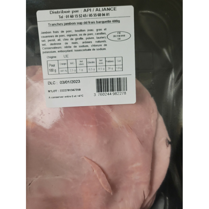 TRANCHES JAMBON SUP DD 400G