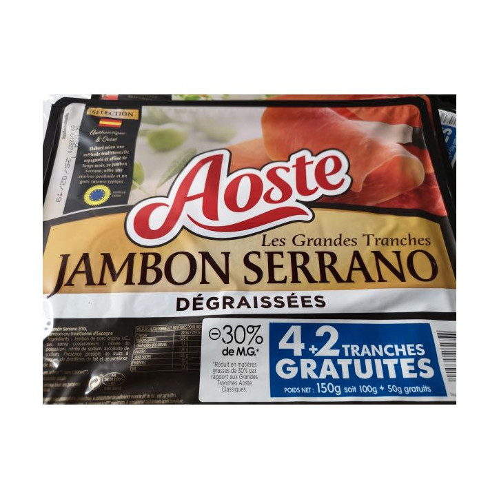 AOSTE SERANNO DEGRAISSÉ 4 + 2 150 GRS 