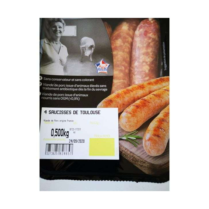 SAUCISSES DE TOULOUSE 500GRS 