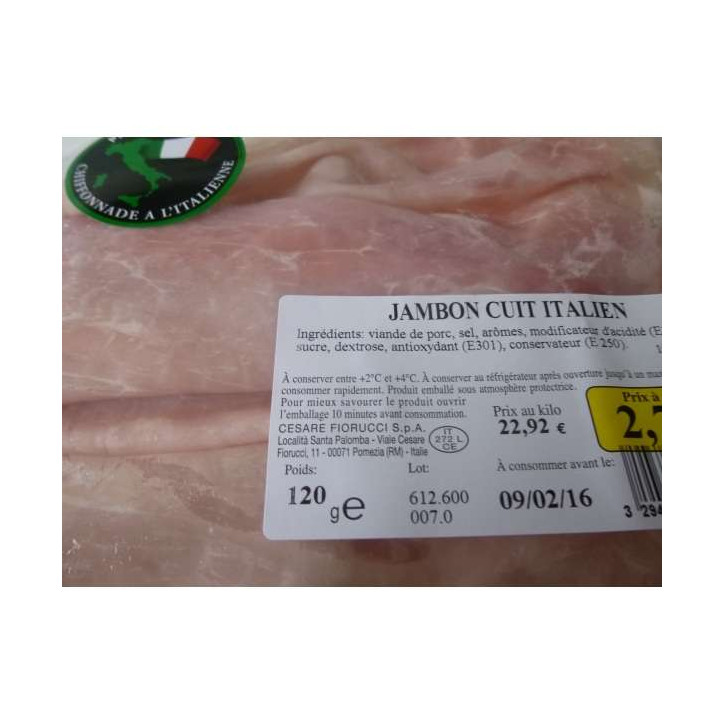 JAMBON CUIT ITALIEN 120 GR
