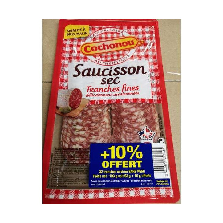 SAUCISSON COCHONOU 32 TRS + 10 % 103GRS 