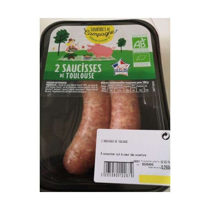 SAUCISSES DE TOULOUSE 250GRS