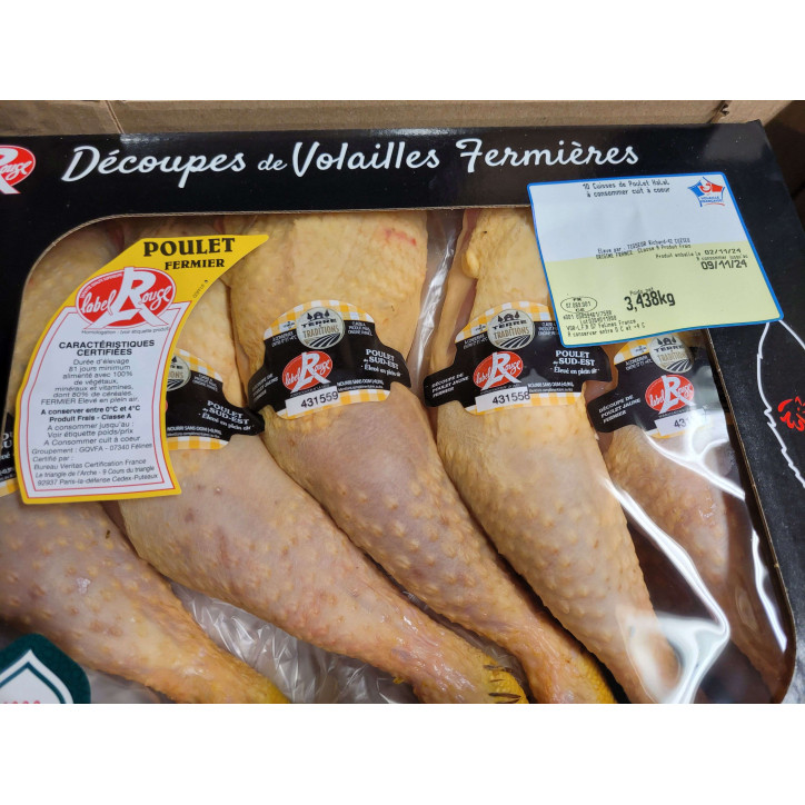 10 CUISSES POULET FERMIER 2KG ENV