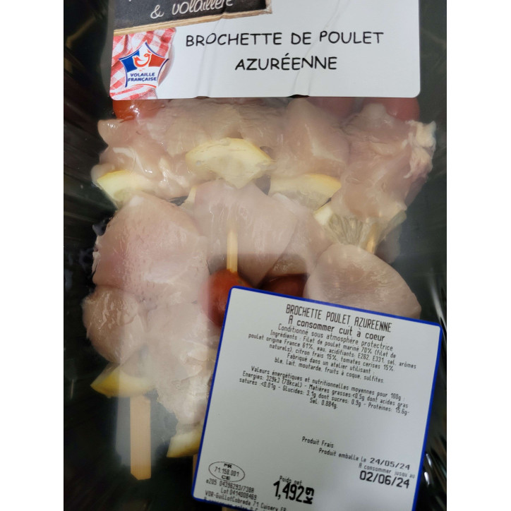 BROCHETTES POULET AZUREENNE 1.5KG ENV