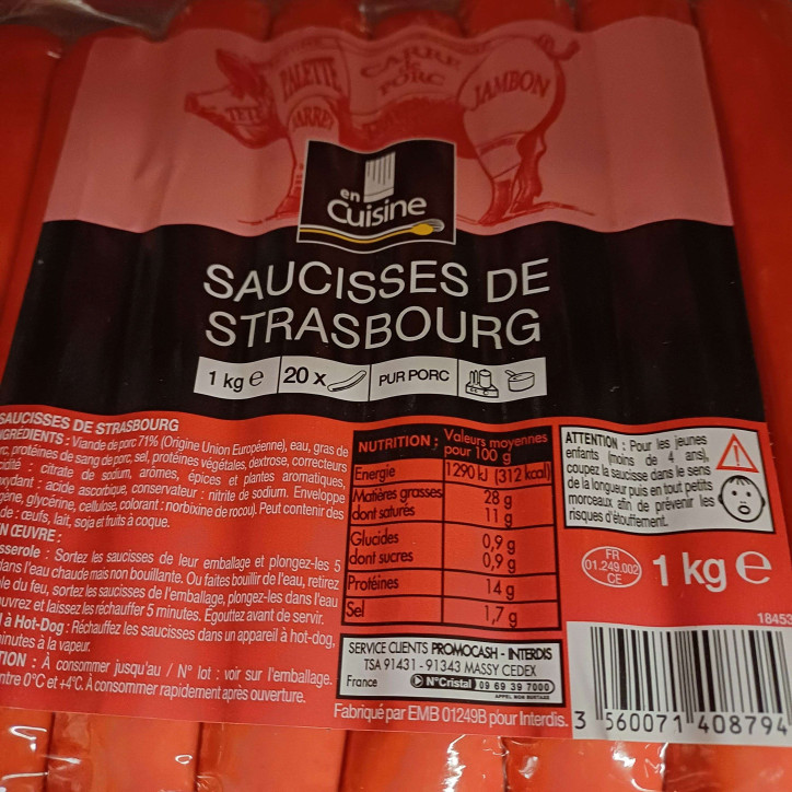 SAUCISSES DE STRASBOURG 1KG