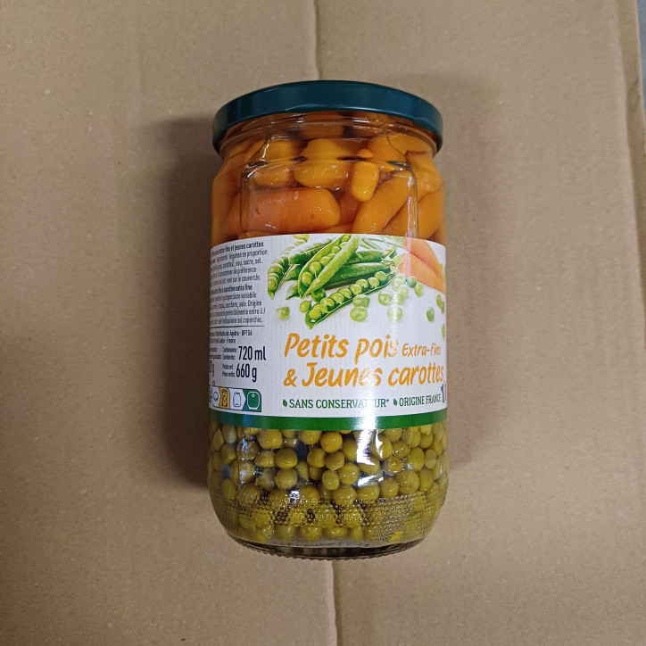 PETITS POIS CAROTTES BOCAL 420GR