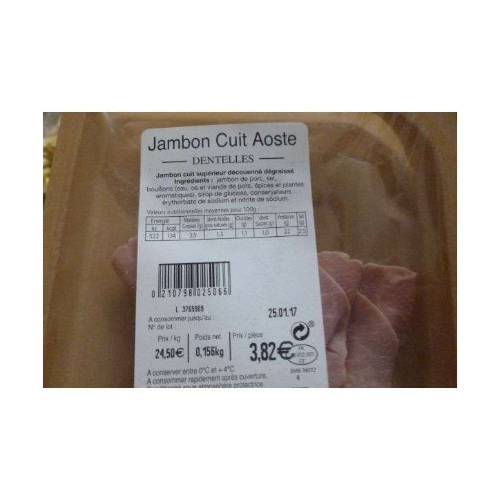 DENTELLES JAMBON CUIT SUPERIEUR 150 GRS