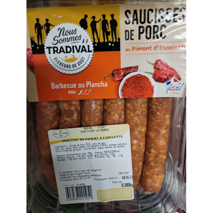 SAUCISSE PIMENT ESPELETTE 300G