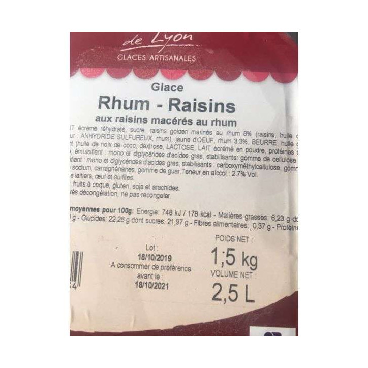 GLACE DE LYON RHUM RAISIN 2.5L