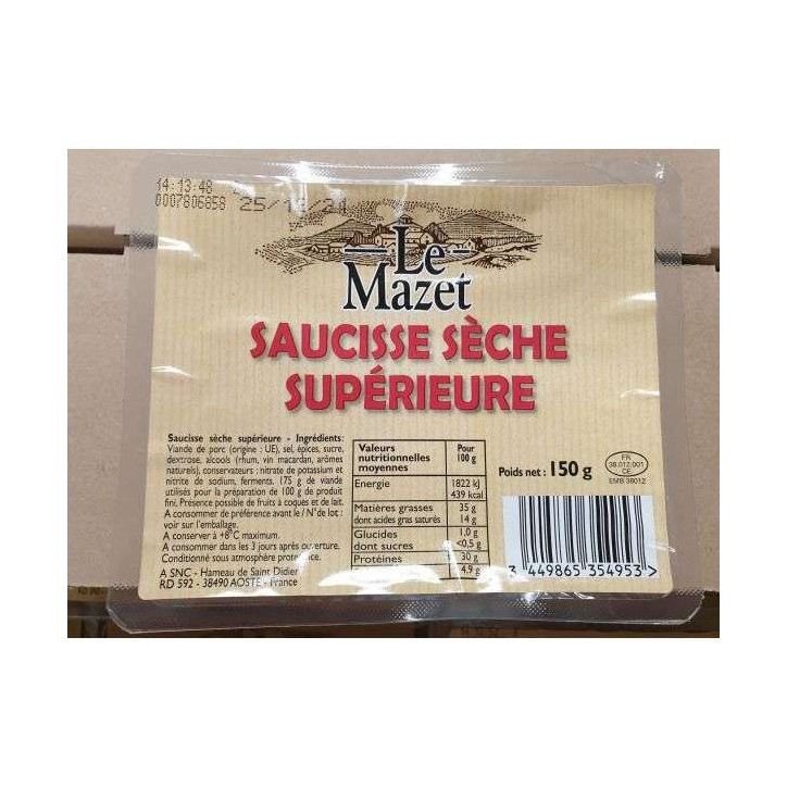 SAUCISSE SECHE MAZET 150G