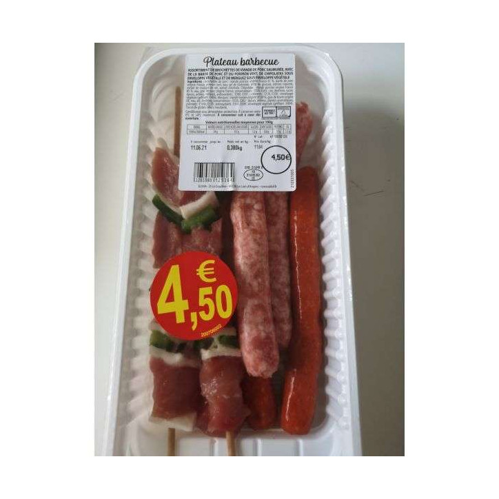 PLATEAU BROCHETTE PORC 380 GRS 