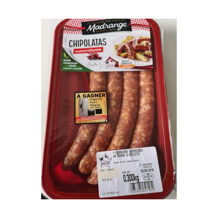 CHIPOLATAS PIMENT ESPELETTE 300GRS