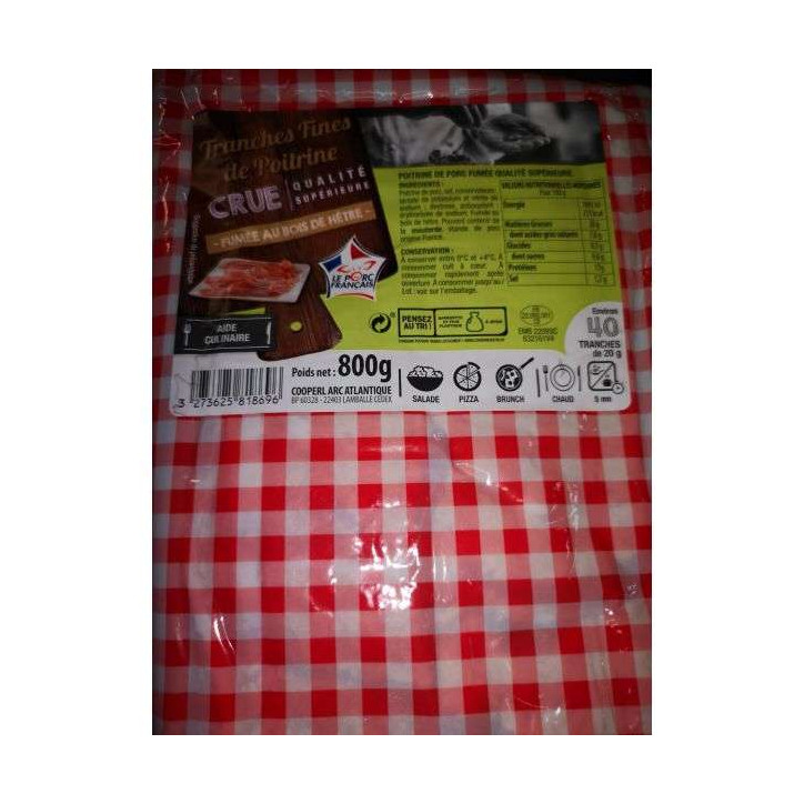 POITRINE DE PORC FUMÉE 800 GRS 